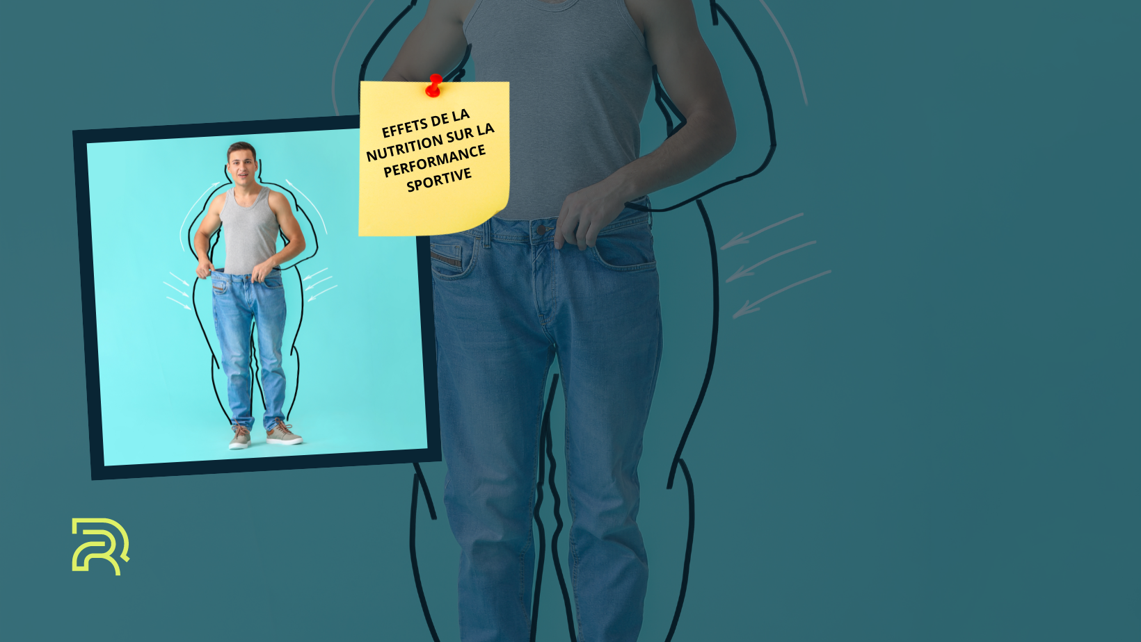Illustration d’une transformation physique avec un homme musclé et un arrière-plan évoquant la perte de poids liée à une alimentation sportive adaptée.png